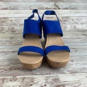 Royal blue wedged heels